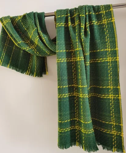 Green check wool wrap — supplier product photograph